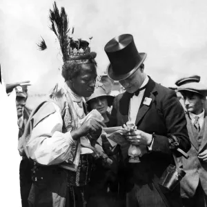 Clothing: Fashion Men Wear Hats: Ascot Gold Cup Day. A contrast in headgear. August 1944
