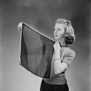 Clothing : Fashion: Pearl - edged hankies. June 1952 C3239-001