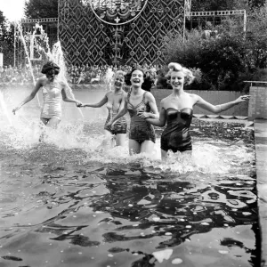 Clothing Holiday Fashions. Cabaret girls seen here modeling swimsuit. July 1953 D3925 Clothing Holiday Fashions. Cabaret girls seen here modeling swimsuit. July 1953 D3925