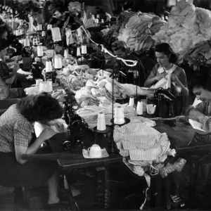 1945 Clothing Industry Print: Girls Sewing Shirts 1945 Clothing Industry Print: Girls Sewing Shirts