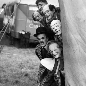 Clowns at the Bertram Mills circus whilst visiting Manchester 23rd September 1952 Clowns at the Bertram Mills circus whilst visiting Manchester 23rd September 1952