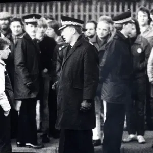 Coal miners dispute March 1984 defiant miner John McDonald strides up to main gate Coal miners dispute March 1984 defiant miner John McDonald strides up to main gate