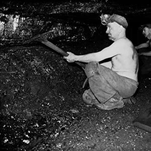 Coal miners working at the coal face in the Somerset coalfields, March 1946 OP403A