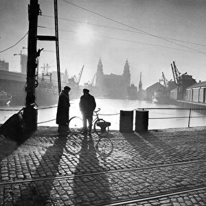 A cold January morning at Princes Dock, Liverpool. Circa January 1972