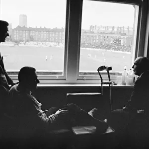 Colin Cowdrey out of hospital watching cricket at The Oval with Leslie Ames