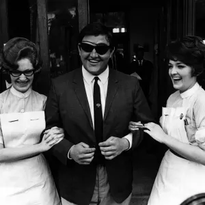 Colin Milburn, June 1969 Cricket player pictured with nurses as he leaves