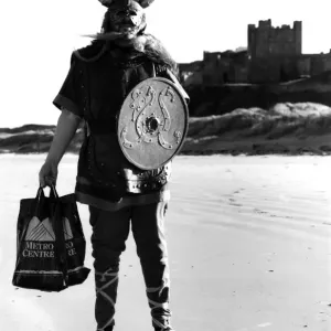 Colin the Viking on Bamburgh beach on 20th February 1990 a sight for the tourists Colin the Viking on Bamburgh beach on 20th February 1990 a sight for the tourists