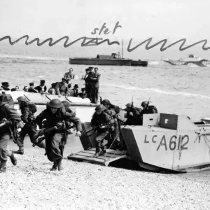 Combined operations exercise. Royal Marine Commandos landing from Troop carrying craft