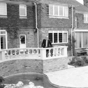 Comedian, Eric Morecambe pictured at home in Harpenden, Hertfordshire, England, May 1976