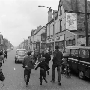 Comedian Ken Dodd opens flats in Ducie Street and Beaconsfield Street, Toxteth, Liverpool