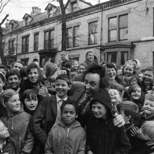 Comedian Ken Dodd opens flats in Ducie Street and Beaconsfield Street, Toxteth, Liverpool