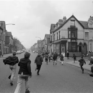 Comedian Ken Dodd opens flats in Ducie Street and Beaconsfield Street, Toxteth, Liverpool