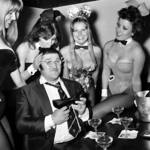 Comedian Les Dawson celebrating the news that on of his half hour shows had been selected Comedian Les Dawson celebrating the news that on of his half hour shows had been selected