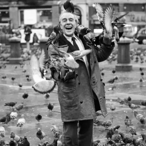 Comedian Max Wall in Trafalgar Square Print, January 1975 Comedian Max Wall in Trafalgar Square Print, January 1975