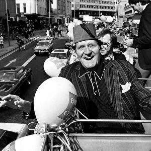 Comedian Tommy Cooper made an opened topped bus trip around the streets of Newcastle
