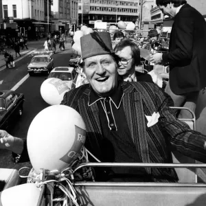 Comedian Tommy Cooper made an opened topped bus trip around the streets of Newcastle Comedian Tommy Cooper made an opened topped bus trip around the streets of Newcastle