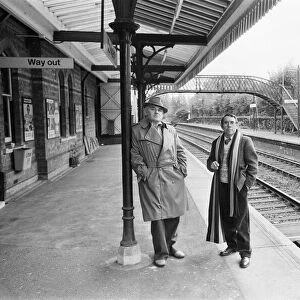 Comedians Ronnie Corbett and Ronnie Barker at Cowden Railway station near Edenbridge in