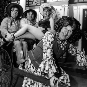 A black and white print of Syd Little, Eddie Large, and Norman Collier A black and white print of Syd Little, Eddie Large, and Norman Collier