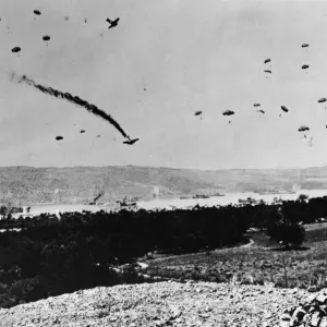 Print of German Paratroopers Dropped Over Crete Print of German Paratroopers Dropped Over Crete