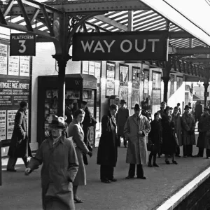 Print of Commuters at Kingston Station, November 1938 Print of Commuters at Kingston Station, November 1938