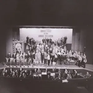 Compere, Bruce Forsyth, with cast from Sunday Night at the Palladium, orchestra in pit Compere, Bruce Forsyth, with cast from Sunday Night at the Palladium, orchestra in pit