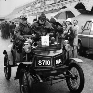 A competitor in the London to Brighton veteran car run seen here on the promenade A competitor in the London to Brighton veteran car run seen here on the promenade