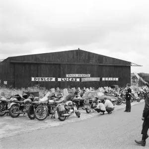 1958 Thruxton Motor Cycle Racing Print - Competitors Bikes