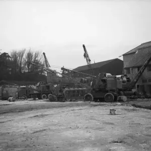 Completed mobile cranes awaiting delivery at the Jones Crane factory, Letchworth Completed mobile cranes awaiting delivery at the Jones Crane factory, Letchworth