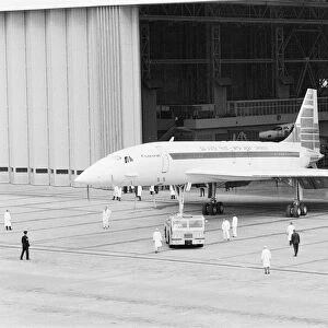 Concorde prototype 002 makes its first official public appearance in the UK as it is