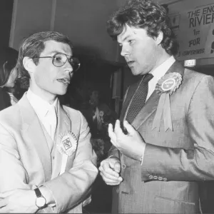 Conservative MP for Torbay Rupert Allason at the General Election count in June 1987 with Conservative MP for Torbay Rupert Allason at the General Election count in June 1987 with
