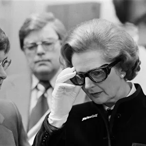 Conservative Prime Minister, Margaret Thatcher, pictured during a visit to Milton Keynes