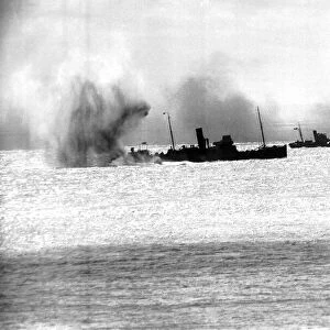 A convoy being bombed in the straits of Dover during WW2 In 1940 the German