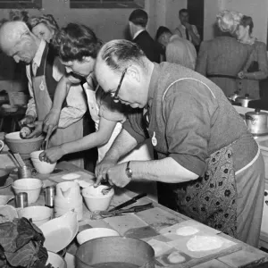 Print of Cookery Contest between Men and ATS Girls, circa 1941