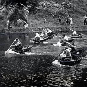 Coracle Racing, somewhere in Wales. 28th August 1953