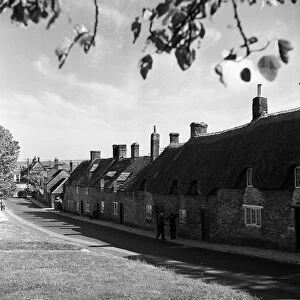 Corfe Castle village, Dorset. Circa 1952