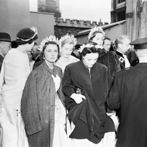 Print of Coronation 1953 full dress rehearsal at Westminster Abbey