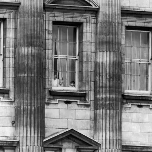 Coronation of Queen Elizabeth II. Prince Charles and Princess Anne watch from Buckingham Coronation of Queen Elizabeth II. Prince Charles and Princess Anne watch from Buckingham