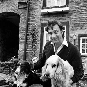Coronation street actor Ernst Walder pictured with his two dogs left, Chico and right