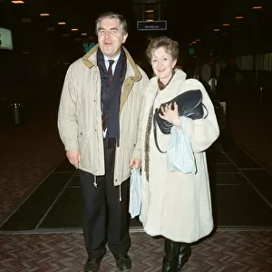 Coronation Streets Thelma Barlow and Peter Baldwin at Heathrow Airport