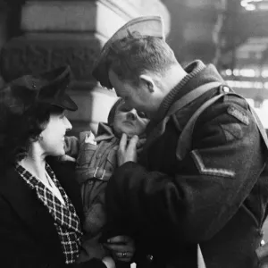 Corporal Alton Waldron of Quebec saying goodbye to his wife Corporal Alton Waldron of Quebec saying goodbye to his wife