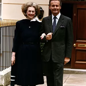 Count Jean Francois de Chambrun with his wife Raine Spencer Showing Engagement ring