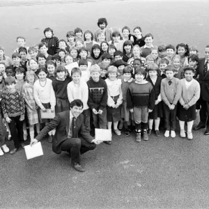 County Councillor John Harman presents West Yorkshire cycling proficiency awards to 68
