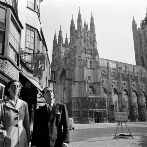 A Couple in Canterbury, Kent Print - August 1947