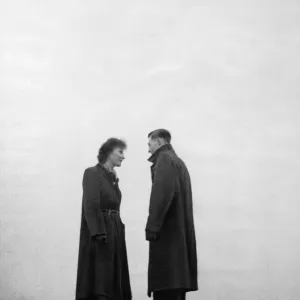 Print of a Couple in Trafalgar Square Fog, London 1952