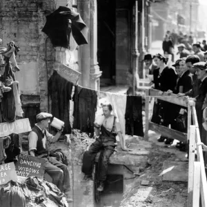 A No Coupon'sale taking place in a bombed out shop in Oxford Street A No Coupon'sale taking place in a bombed out shop in Oxford Street
