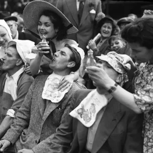 Covent Garden Flower Show 12th June 1951 Drinking competition at the Covent Garden Covent Garden Flower Show 12th June 1951 Drinking competition at the Covent Garden