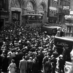 Covent Garden Flower Show 12th June 1951 Herbert Morrison MP seen here addressing Covent Garden Flower Show 12th June 1951 Herbert Morrison MP seen here addressing