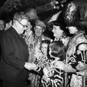 Covent Garden Flower Show 12th June 1951 Herbert Morrison MP seen here meeting Covent Garden Flower Show 12th June 1951 Herbert Morrison MP seen here meeting