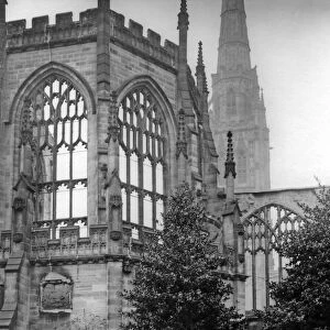 Coventry Cathedral ruins, taken from the outside of the cathedral. 20th July 1945