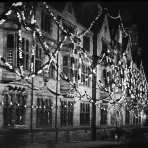 Coventry City Council House, with Christmas bunting in the foreground of the image circa Coventry City Council House, with Christmas bunting in the foreground of the image circa